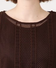 OLEID27089 eur3(エウルキューブ) 【WEB先行販売】【大きいサイズ/接触冷感/UVカット】メッシュレイヤードワンピース ダークブラウン
