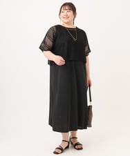 OLEID27089 eur3(エウルキューブ) 【WEB先行販売】【大きいサイズ/接触冷感/UVカット】メッシュレイヤードワンピース ブラック