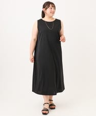 OLEID27089 eur3(エウルキューブ) 【WEB先行販売】【大きいサイズ/接触冷感/UVカット】メッシュレイヤードワンピース ブラック