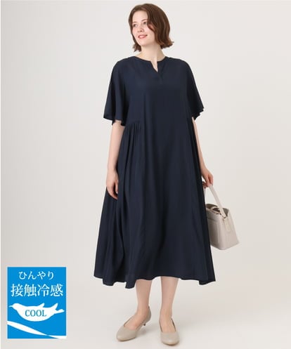 OLEID28169 eur3 【WEB先行販売】【大きいサイズ/接触冷感】バンドカラーギャザーチュニック