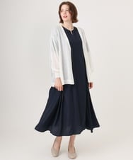 OLEID28169 eur3(エウルキューブ) 【WEB先行販売】【大きいサイズ/接触冷感】バンドカラーギャザーチュニック ネイビー