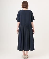 OLEID28169 eur3(エウルキューブ) 【WEB先行販売】【大きいサイズ/接触冷感】バンドカラーギャザーチュニック ネイビー