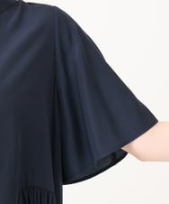 OLEID28169 eur3(エウルキューブ) 【WEB先行販売】【大きいサイズ/接触冷感】バンドカラーギャザーチュニック ネイビー