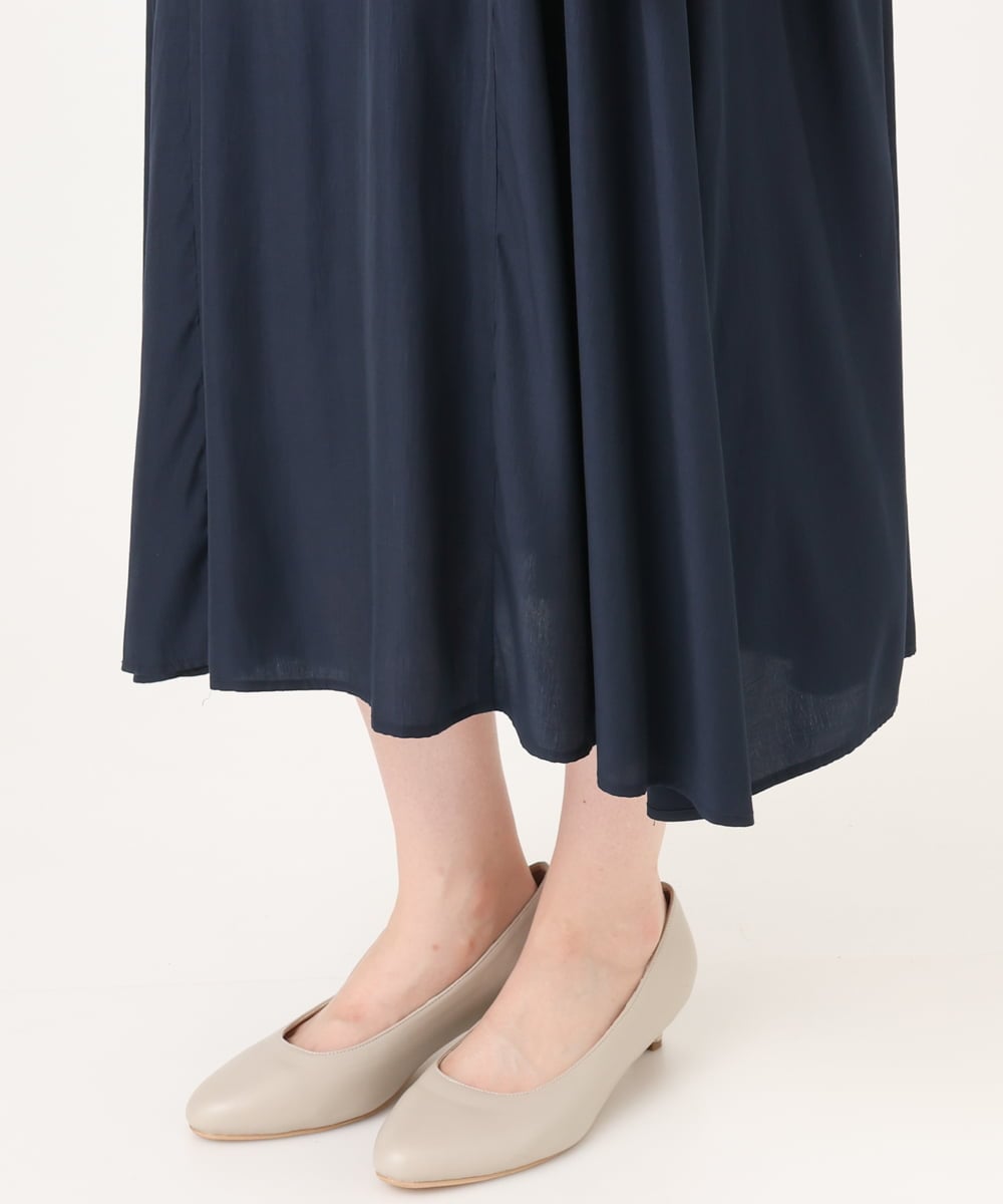 OLEID28169 eur3(エウルキューブ) 【WEB先行販売】【大きいサイズ/接触冷感】バンドカラーギャザーチュニック ネイビー