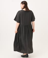 OLEID28169 eur3(エウルキューブ) 【WEB先行販売】【大きいサイズ/接触冷感】バンドカラーギャザーチュニック ダークブラウン