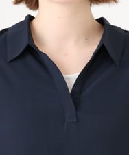 OLEID29099 eur3(エウルキューブ) 【WEB先行販売】【大きいサイズ/接触冷感】ヘムレースブラウスチュニック ネイビー