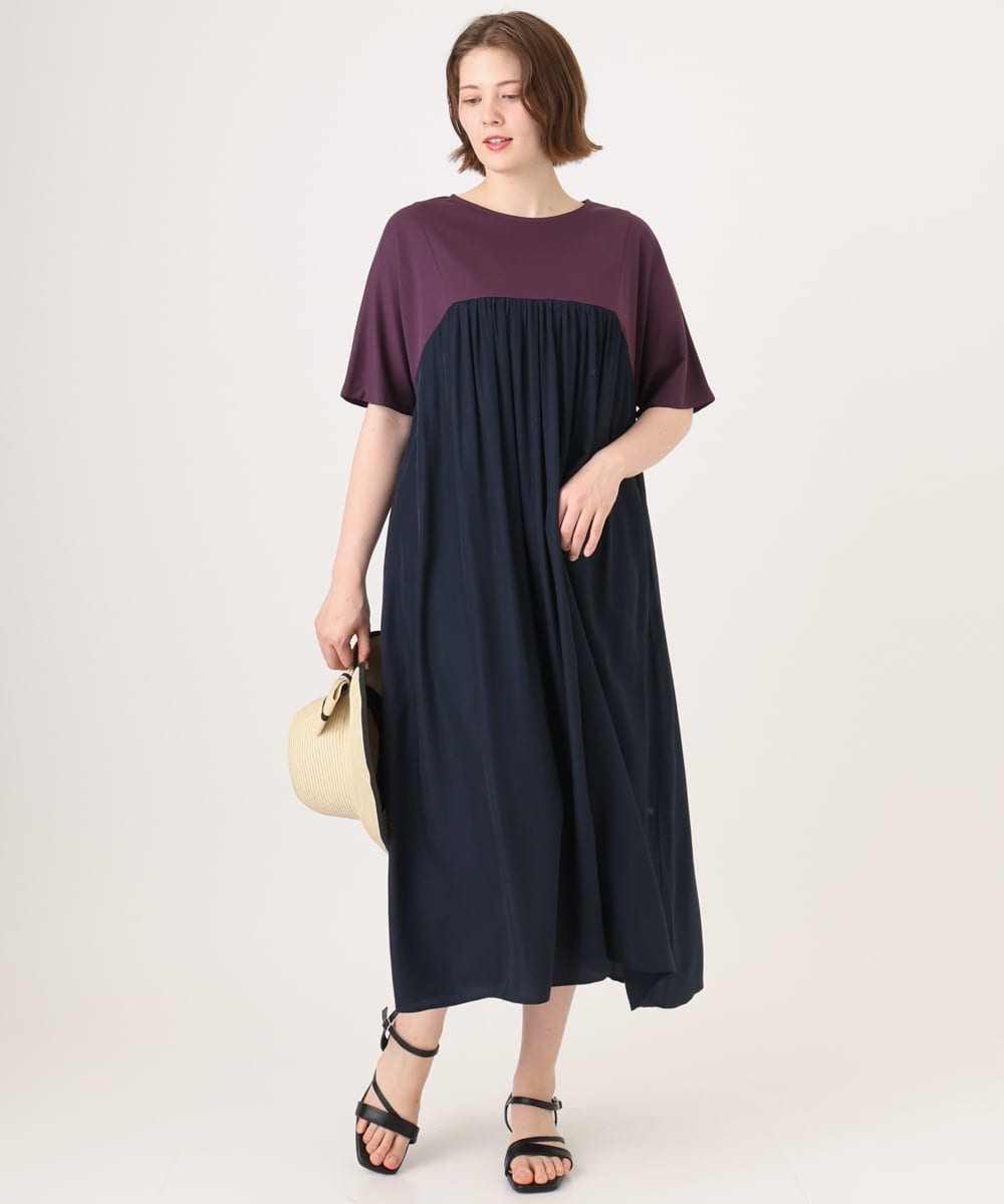 OLEID30139 eur3(エウルキューブ) 【WEB先行販売】【大きいサイズ】ジャージーコンビドレス パープル