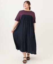 OLEID30139 eur3(エウルキューブ) 【WEB先行販売】【大きいサイズ】ジャージーコンビドレス パープル