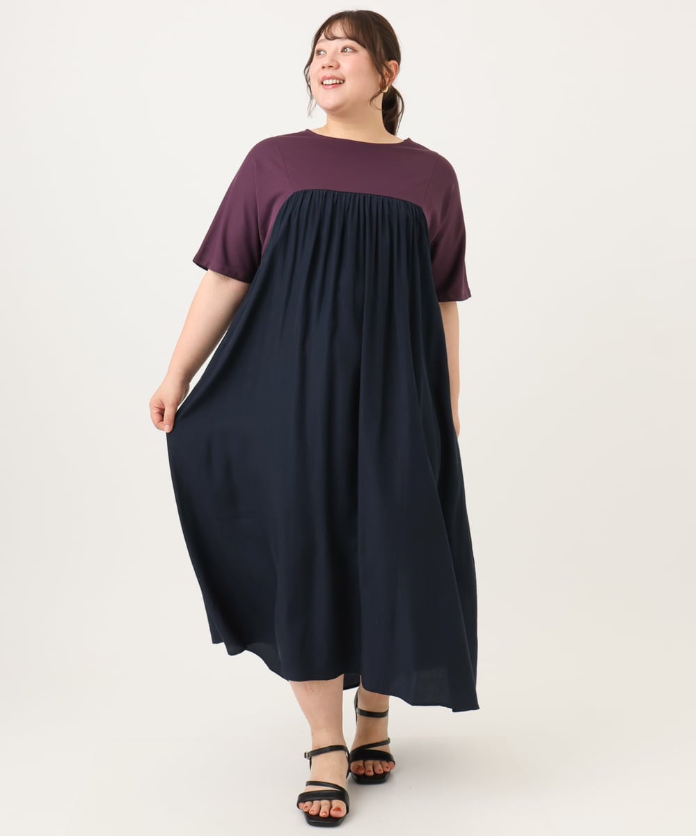 OLEID30139 eur3(エウルキューブ) 【WEB先行販売】【大きいサイズ】ジャージーコンビドレス パープル