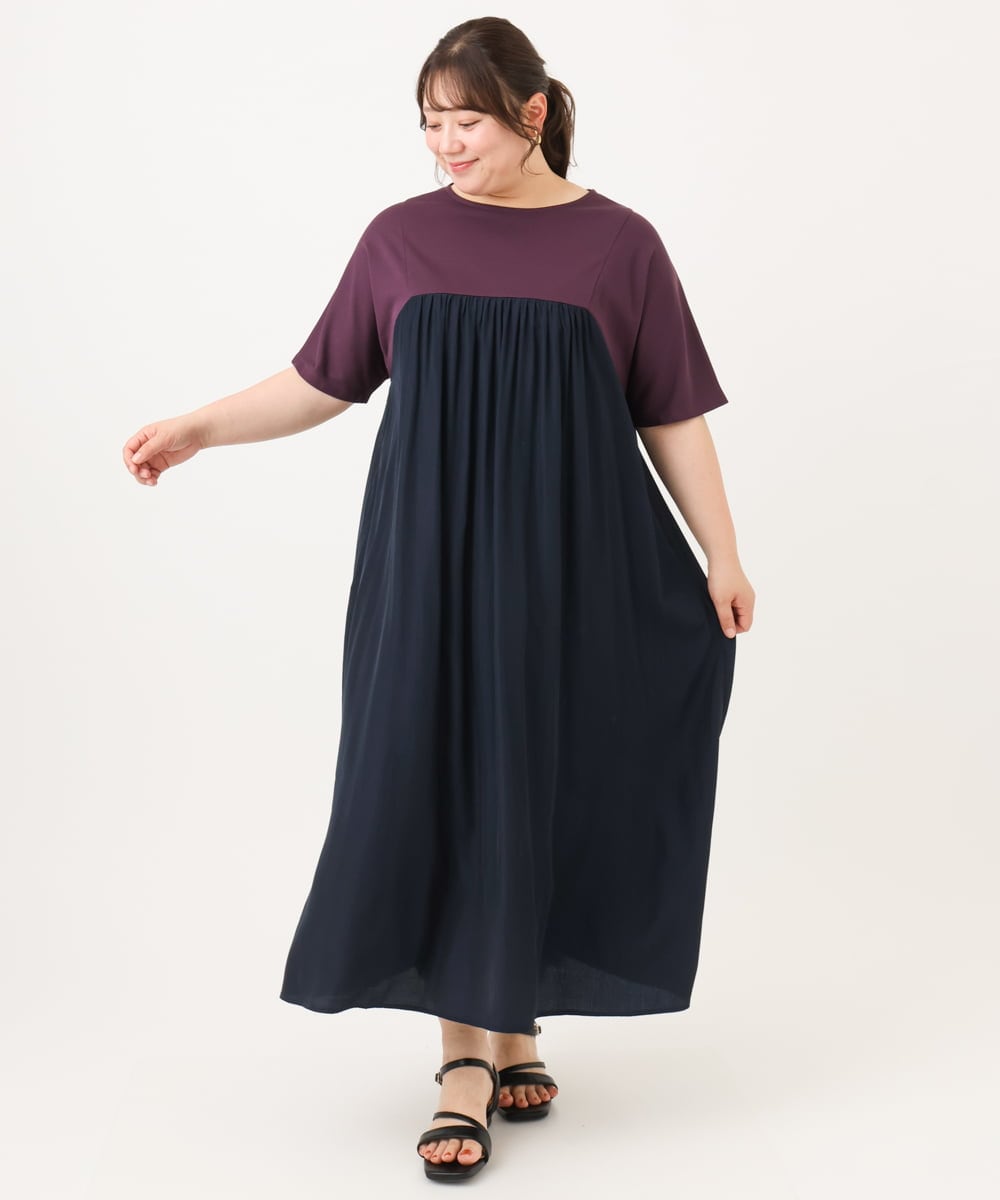 OLEID30139 eur3(エウルキューブ) 【WEB先行販売】【大きいサイズ】ジャージーコンビドレス パープル