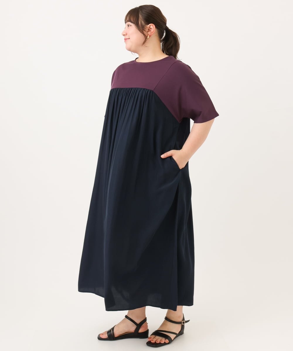 OLEID30139 eur3(エウルキューブ) 【WEB先行販売】【大きいサイズ】ジャージーコンビドレス パープル