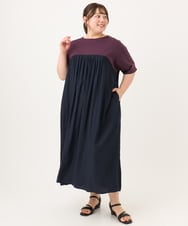 OLEID30139 eur3(エウルキューブ) 【WEB先行販売】【大きいサイズ】ジャージーコンビドレス パープル