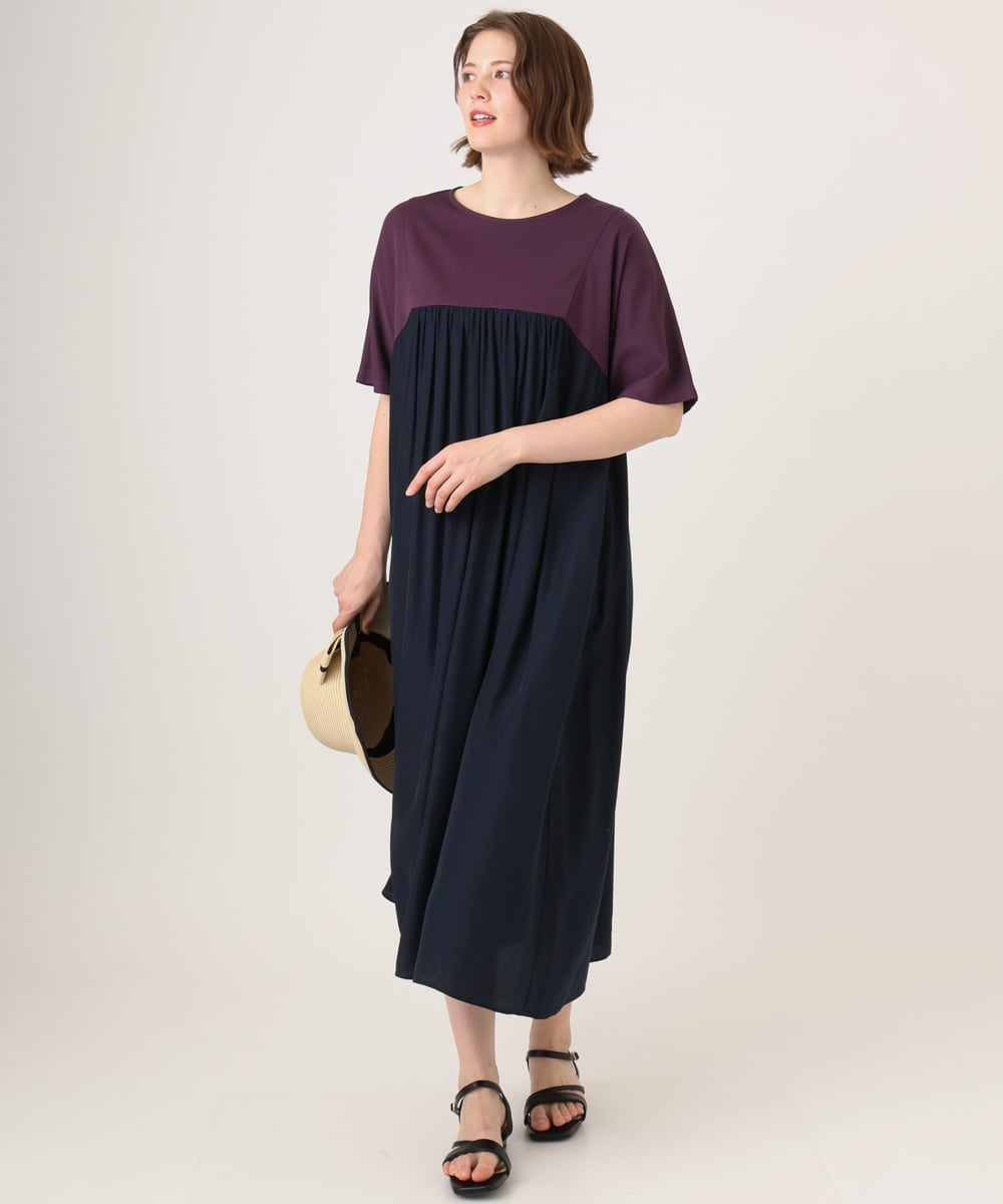 OLEID30139 eur3(エウルキューブ) 【WEB先行販売】【大きいサイズ】ジャージーコンビドレス パープル
