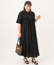 OLEID30139 eur3(エウルキューブ) 【WEB先行販売】【大きいサイズ】ジャージーコンビドレス ブラック