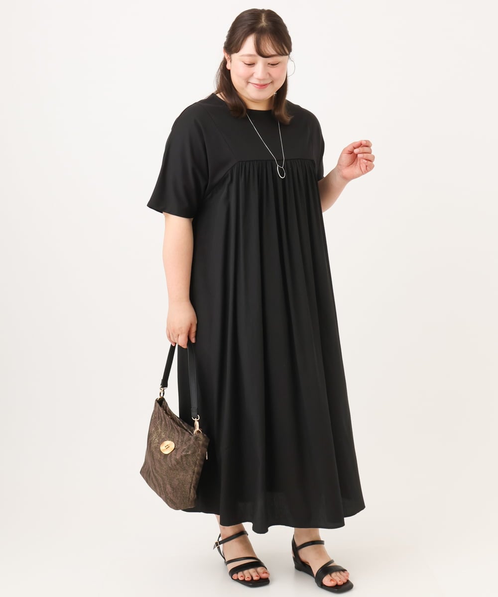 OLEID30139 eur3(エウルキューブ) 【WEB先行販売】【大きいサイズ】ジャージーコンビドレス ブラック