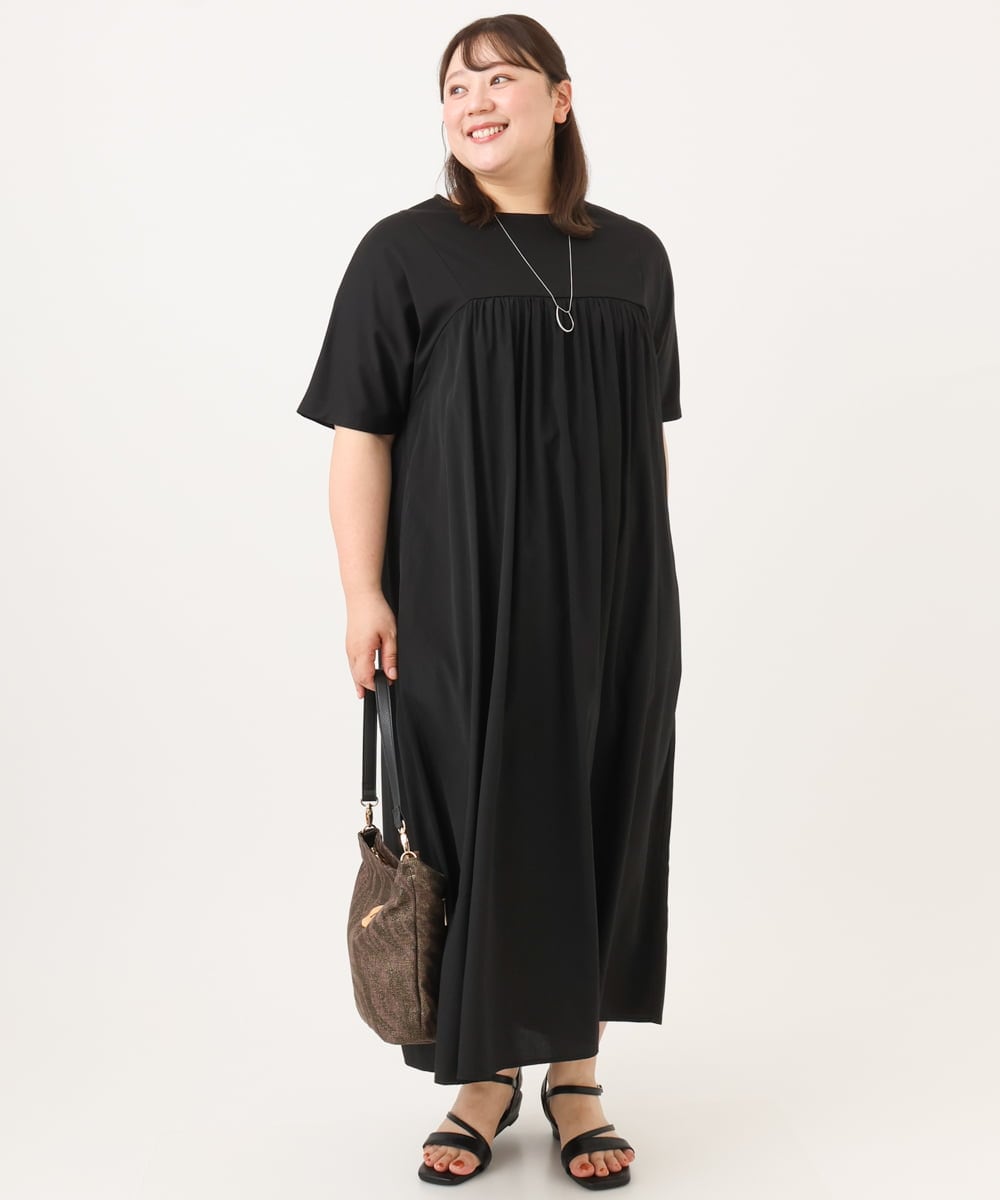OLEID30139 eur3(エウルキューブ) 【WEB先行販売】【大きいサイズ】ジャージーコンビドレス ブラック
