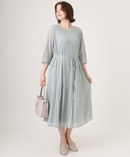 OLEID31189 eur3(エウルキューブ) 【大きいサイズ】プリーツワンピース ライトグリーン