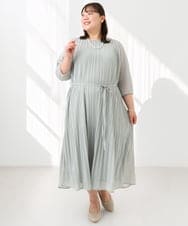 OLEID31189 eur3(エウルキューブ) 【大きいサイズ】プリーツワンピース ライトグリーン