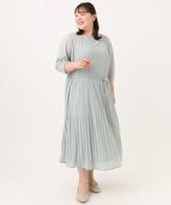 OLEID31189 eur3(エウルキューブ) 【大きいサイズ】プリーツワンピース ライトグリーン