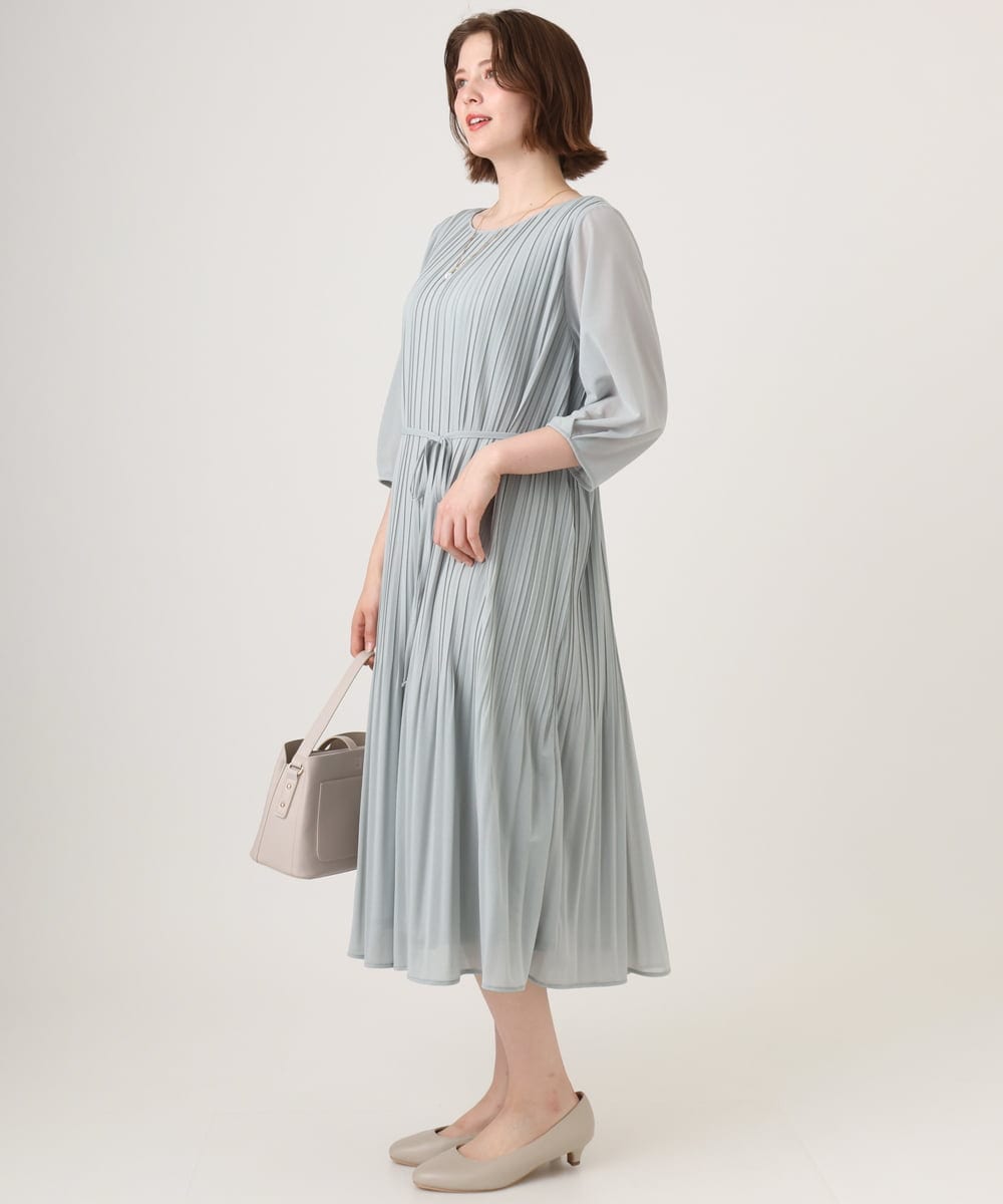 OLEID31189 eur3(エウルキューブ) 【大きいサイズ】プリーツワンピース ライトグリーン