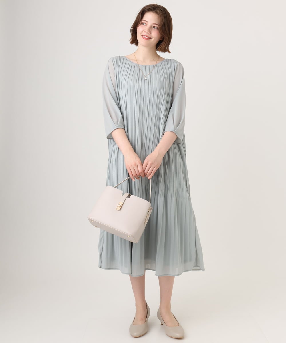OLEID31189 eur3(エウルキューブ) 【大きいサイズ】プリーツワンピース ライトグリーン