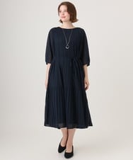 OLEID31189 eur3(エウルキューブ) 【大きいサイズ】プリーツワンピース ネイビー