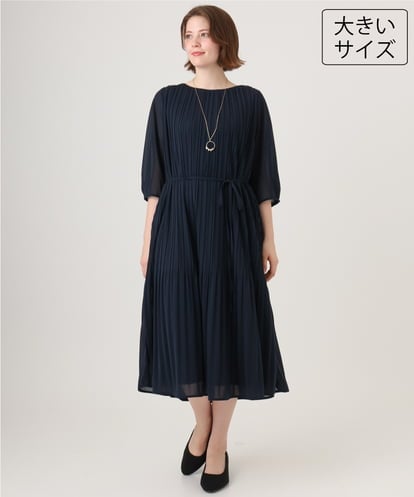 OLEID31189 eur3 【大きいサイズ】プリーツワンピース