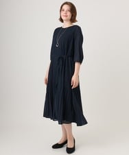 OLEID31189 eur3(エウルキューブ) 【大きいサイズ】プリーツワンピース ネイビー