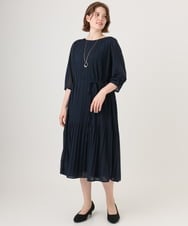 OLEID31189 eur3(エウルキューブ) 【大きいサイズ】プリーツワンピース ネイビー