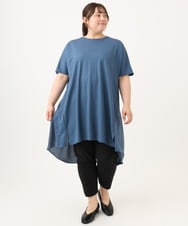 OLEID33089 eur3(エウルキューブ) 【WEB先行販売】【大きいサイズ】ジャージーコンビチュニック ブルー