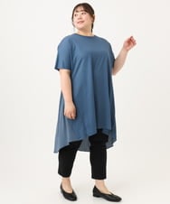 OLEID33089 eur3(エウルキューブ) 【WEB先行販売】【大きいサイズ】ジャージーコンビチュニック ブルー