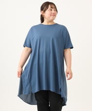 OLEID33089 eur3(エウルキューブ) 【WEB先行販売】【大きいサイズ】ジャージーコンビチュニック ブルー