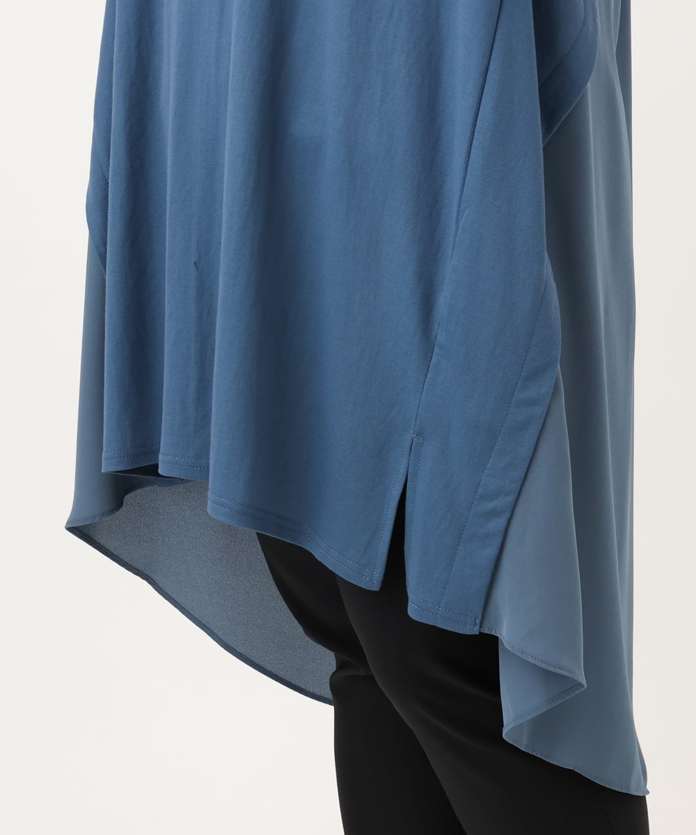 OLEID33089 eur3(エウルキューブ) 【WEB先行販売】【大きいサイズ】ジャージーコンビチュニック ブルー