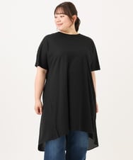 OLEID33089 eur3(エウルキューブ) 【WEB先行販売】【大きいサイズ】ジャージーコンビチュニック ブラック