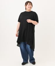 OLEID33089 eur3(エウルキューブ) 【WEB先行販売】【大きいサイズ】ジャージーコンビチュニック ブラック