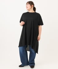 OLEID33089 eur3(エウルキューブ) 【WEB先行販売】【大きいサイズ】ジャージーコンビチュニック ブラック