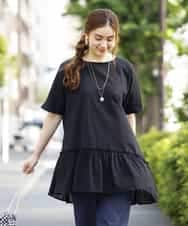 OLEIM61070 eur3(エウルキューブ) 【大きいサイズ】コットンティアードチュニック ブラック(94)