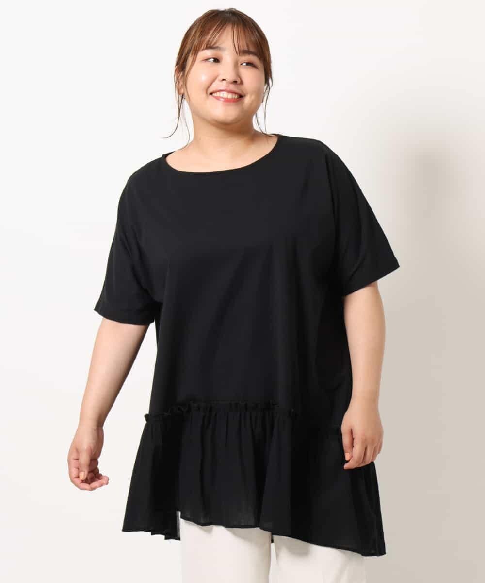 OLEIM61070 eur3(エウルキューブ) 【大きいサイズ】コットンティアードチュニック ブラック(94)
