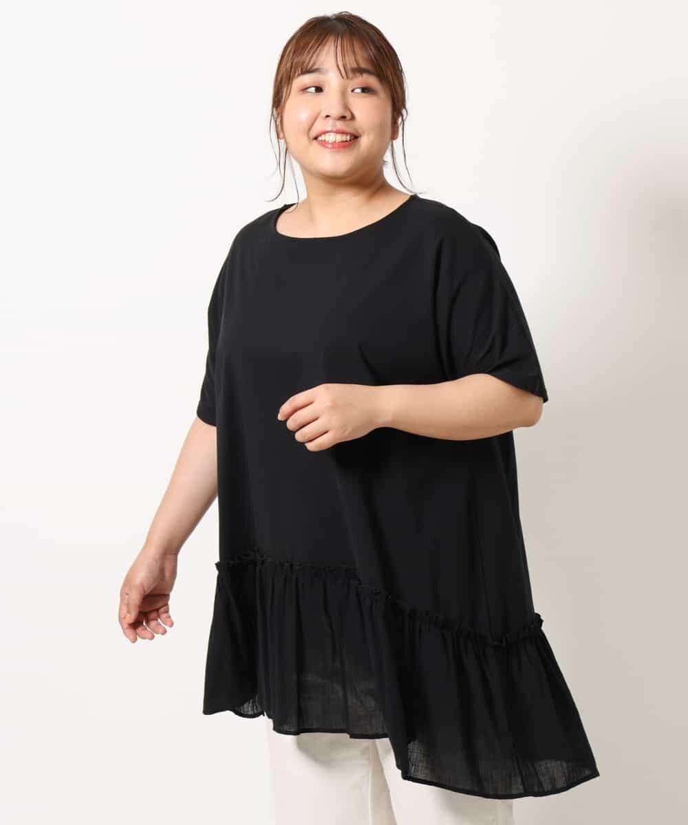 OLEIM61070 eur3(エウルキューブ) 【大きいサイズ】コットンティアードチュニック ブラック(94)
