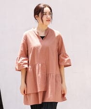 OLEIP51110 eur3(エウルキューブ) 【大きいサイズ/11号サイズあり】コットンティアードチュニック ブラウン(17）