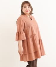 OLEIP51110 eur3(エウルキューブ) 【大きいサイズ/11号サイズあり】コットンティアードチュニック ブラウン(17）