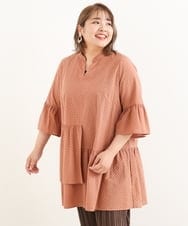 OLEIP51110 eur3(エウルキューブ) 【大きいサイズ/11号サイズあり】コットンティアードチュニック ブラウン(17）
