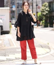 OLEIP51110 eur3(エウルキューブ) 【大きいサイズ/11号サイズあり】コットンティアードチュニック ブラック(94)