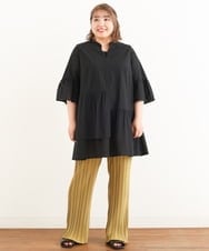 OLEIP51110 eur3(エウルキューブ) 【大きいサイズ/11号サイズあり】コットンティアードチュニック ブラック(94)