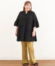 OLEIP51110 eur3(エウルキューブ) 【大きいサイズ/11号サイズあり】コットンティアードチュニック ブラック(94)
