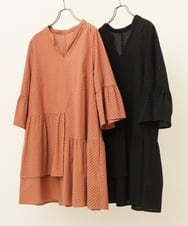 OLEIP51110 eur3(エウルキューブ) 【大きいサイズ/11号サイズあり】コットンティアードチュニック ブラック(94)