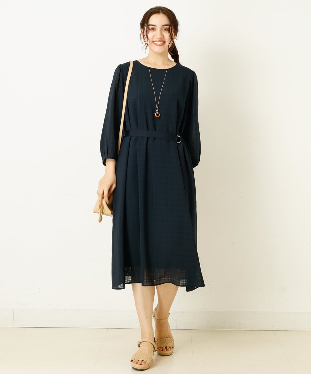 OLEIP53140 eur3(エウルキューブ) 【大きいサイズ/11号サイズあり】チェック柄ワンピース ネイビー(57)