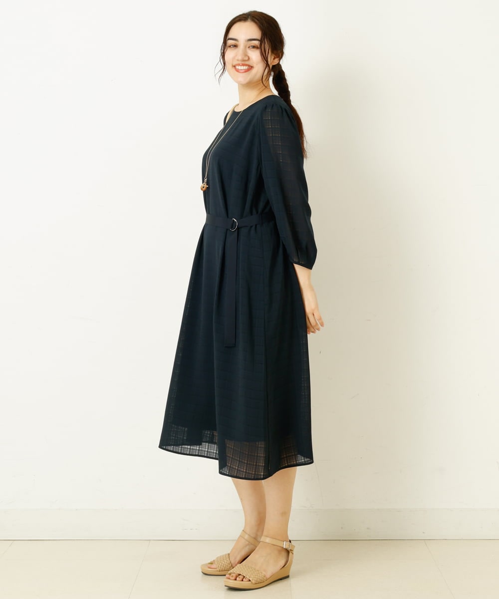 OLEIP53140 eur3(エウルキューブ) 【大きいサイズ/11号サイズあり】チェック柄ワンピース ネイビー(57)