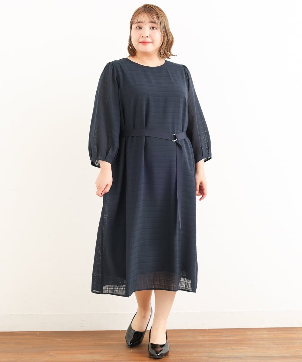 OLEIP53140 eur3(エウルキューブ) 【大きいサイズ/11号サイズあり】チェック柄ワンピース ネイビー(57)