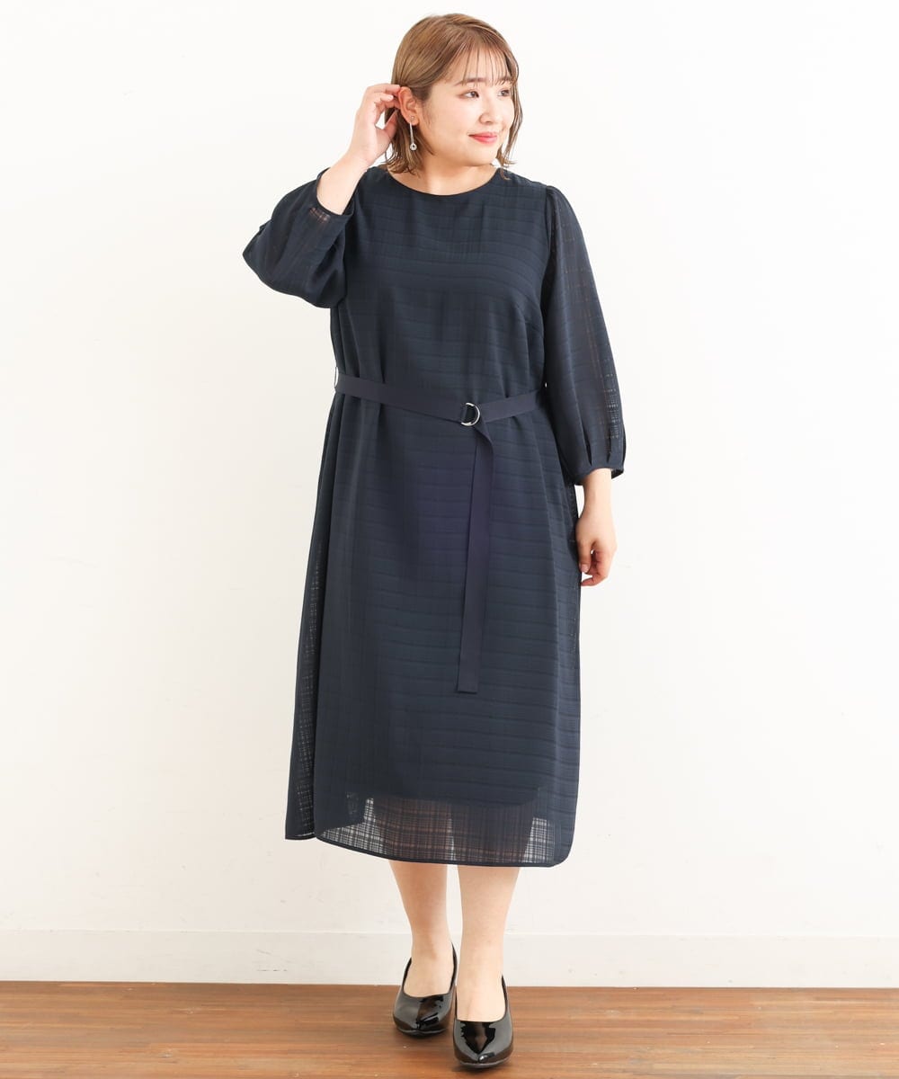 OLEIP53140 eur3(エウルキューブ) 【大きいサイズ/11号サイズあり】チェック柄ワンピース ネイビー(57)